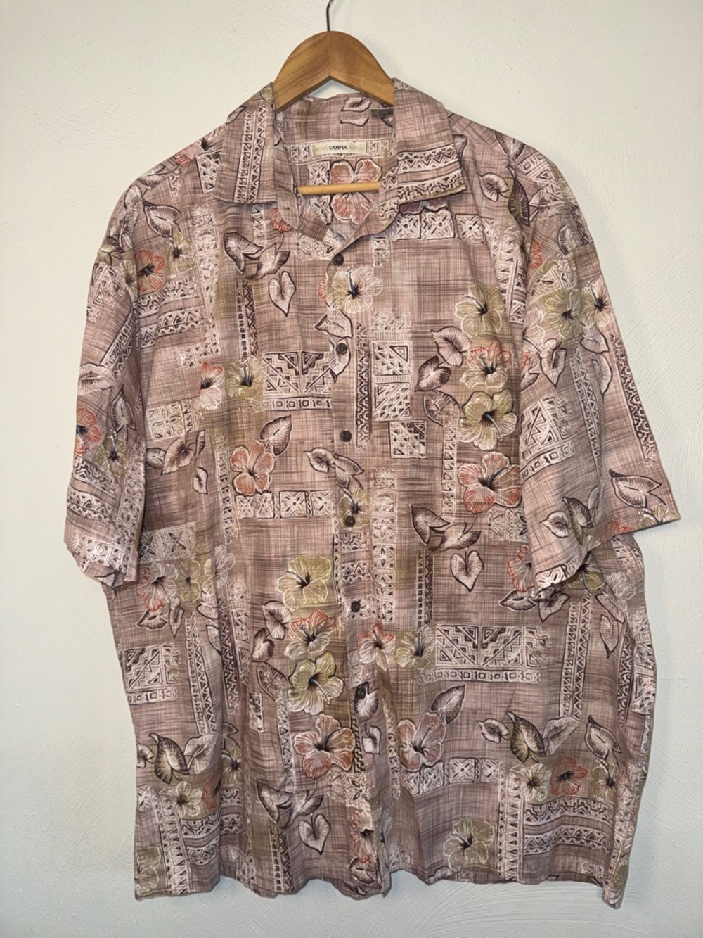 Men's Short-Sleeve Floral Button-Down Shirt - Dusty Rose
